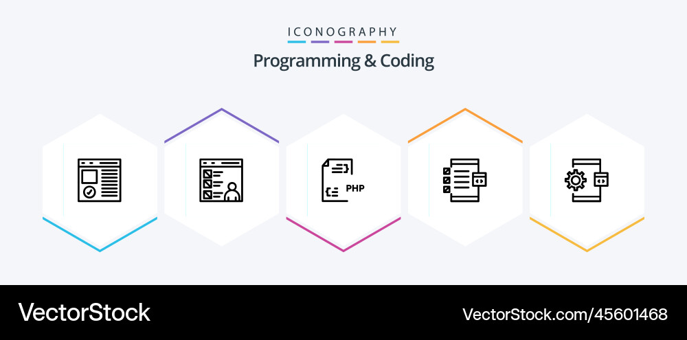 Programming and coding 25 line icon pack vector image
