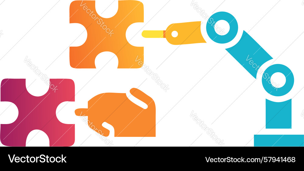 Robotic Arm Puzzle Connection Vector Image