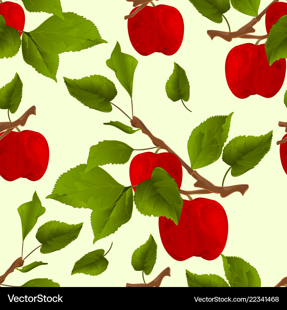 Seamless texture branch apple tree with apples Seamless texture branch apple tree with apples vector image