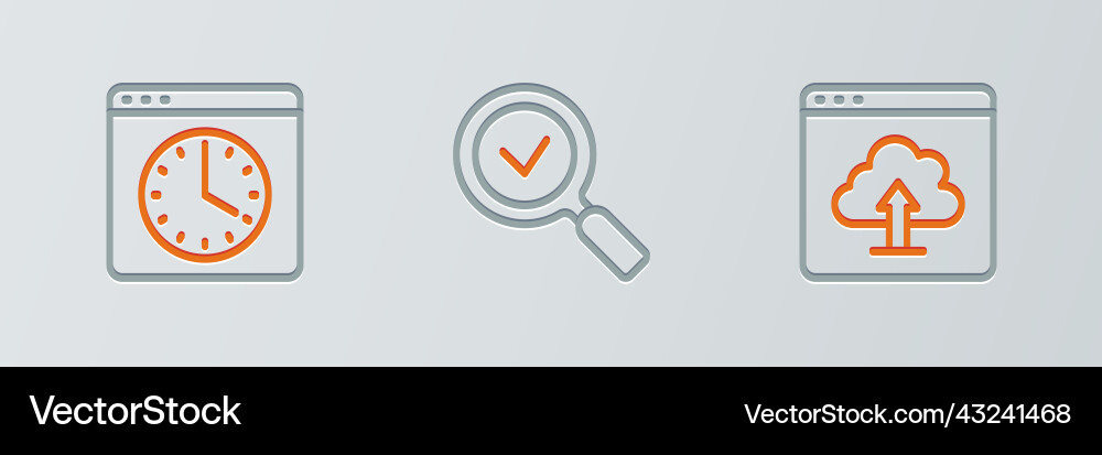 Set line cloud upload browser window Vector Image