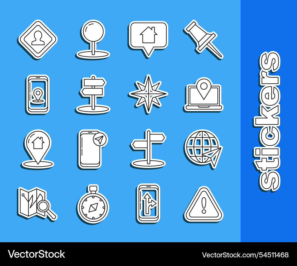 Set line exclamation mark in triangle location Set line exclamation mark in triangle location vector image