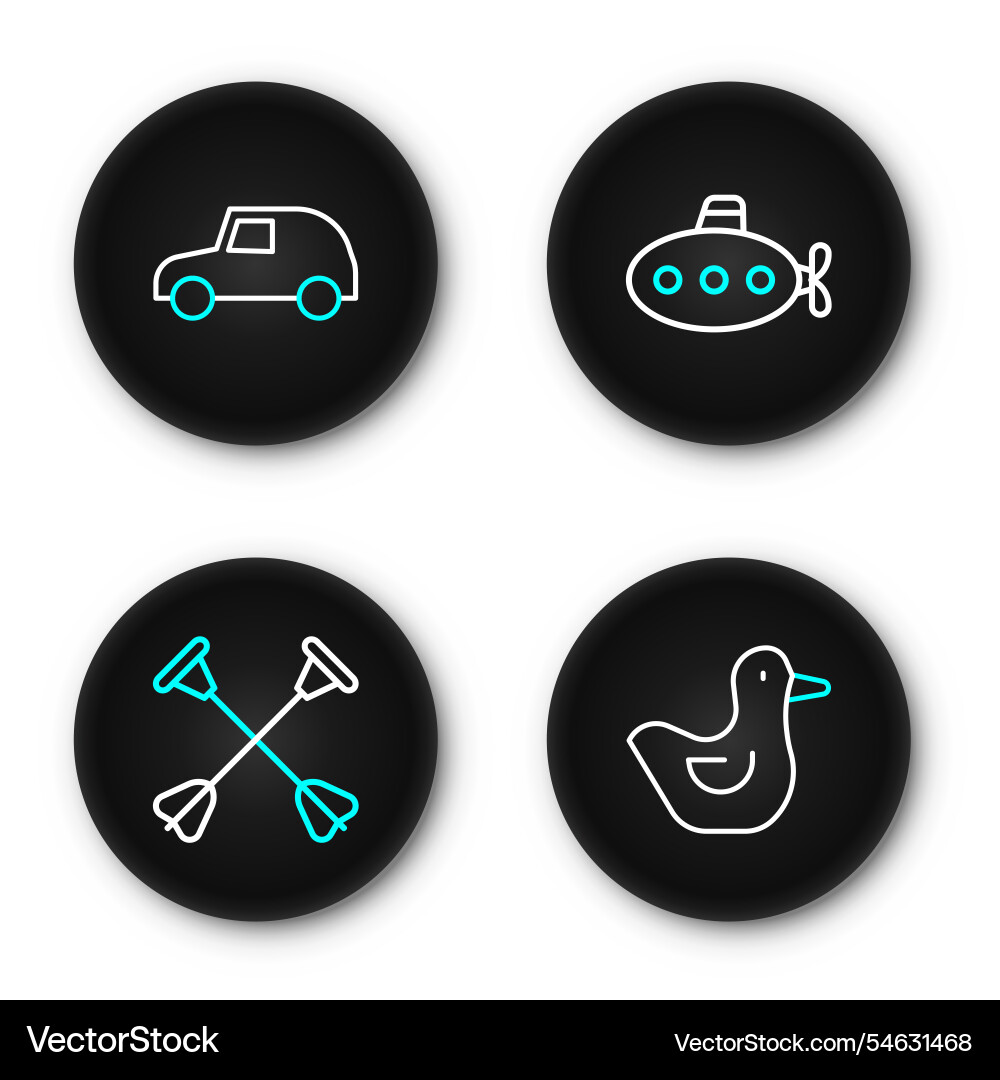 Set line rubber duck arrow with sucker tip Set line rubber duck arrow with sucker tip vector image