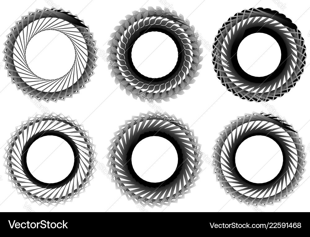 Set of 6 circular geometric element abstract Vector Image