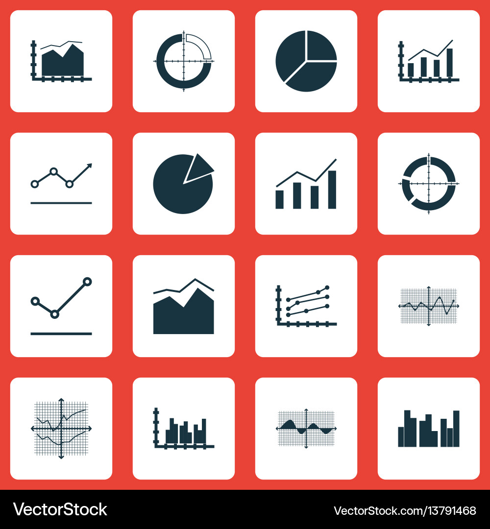 Set of graphs diagrams and statistics icons Set of graphs diagrams and statistics icons vector image