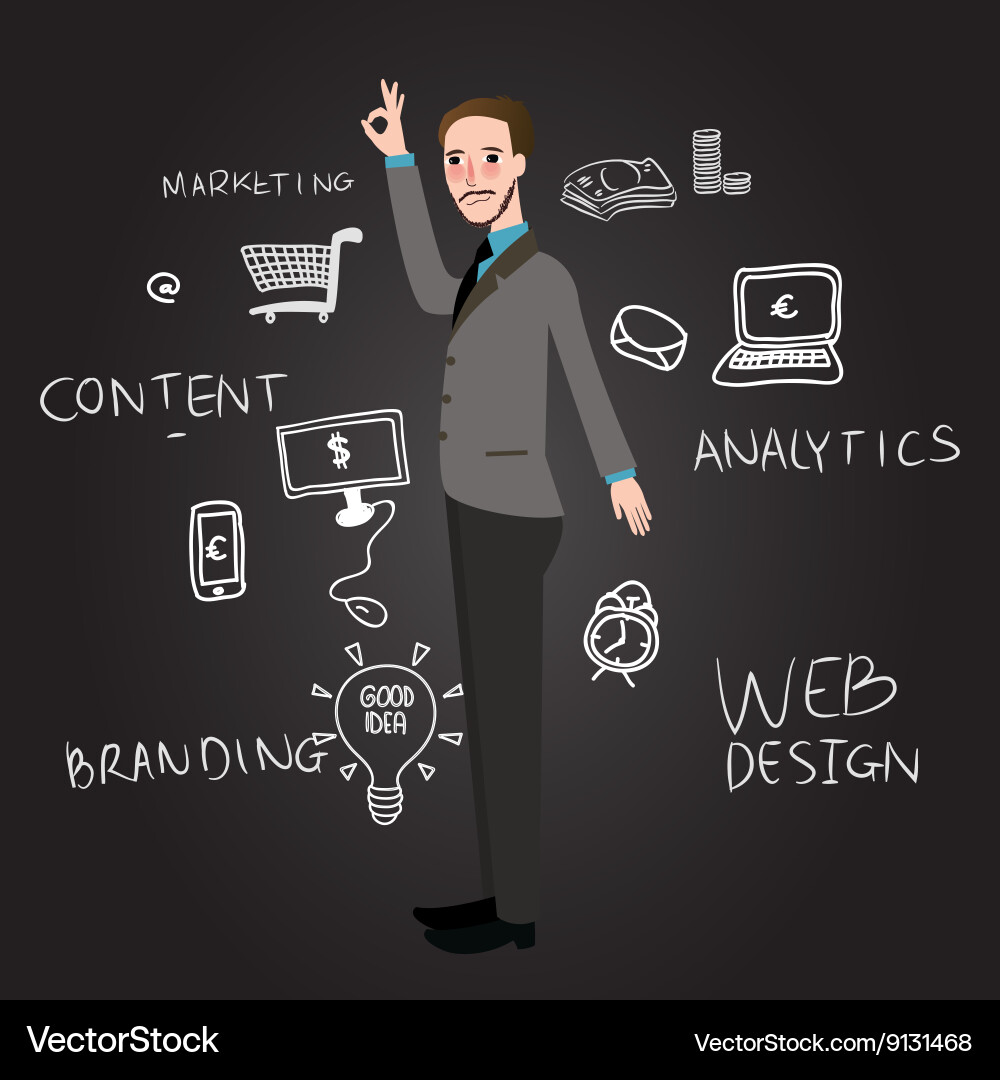 Teaching web design analytics branding and content vector image