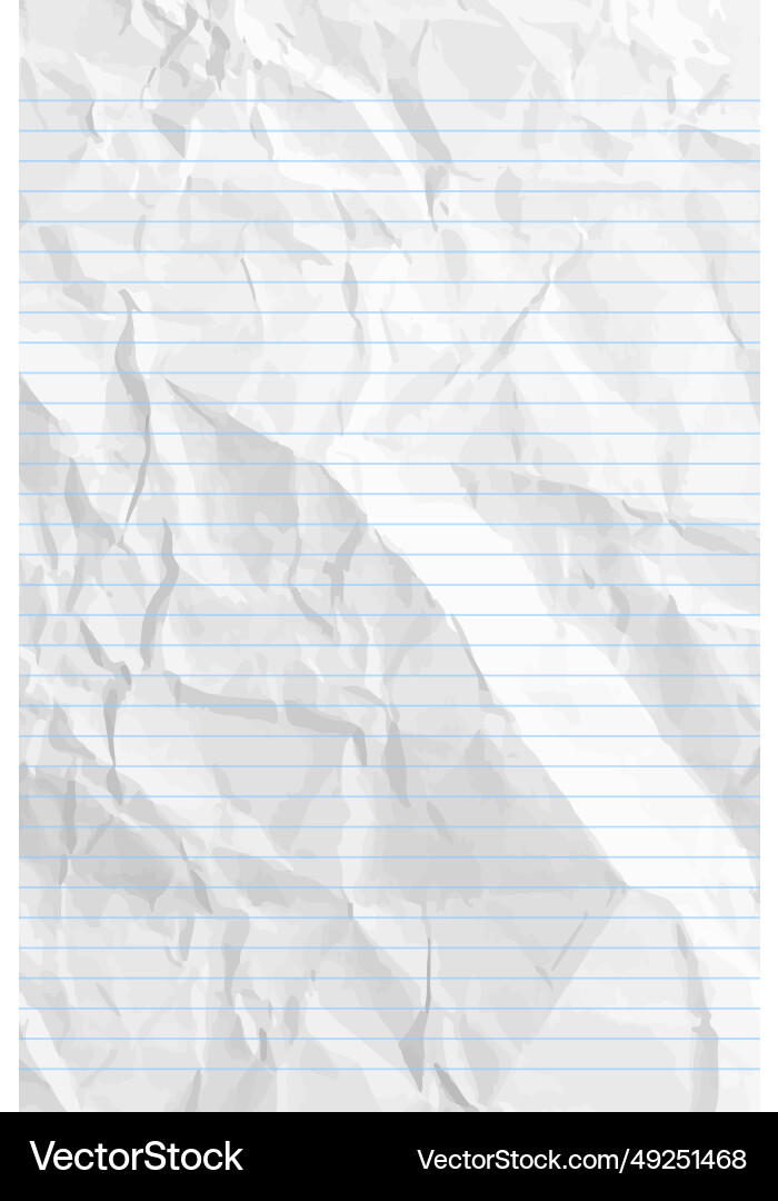 White clean crumpled notebook paper with lines White clean crumpled notebook paper with lines vector image