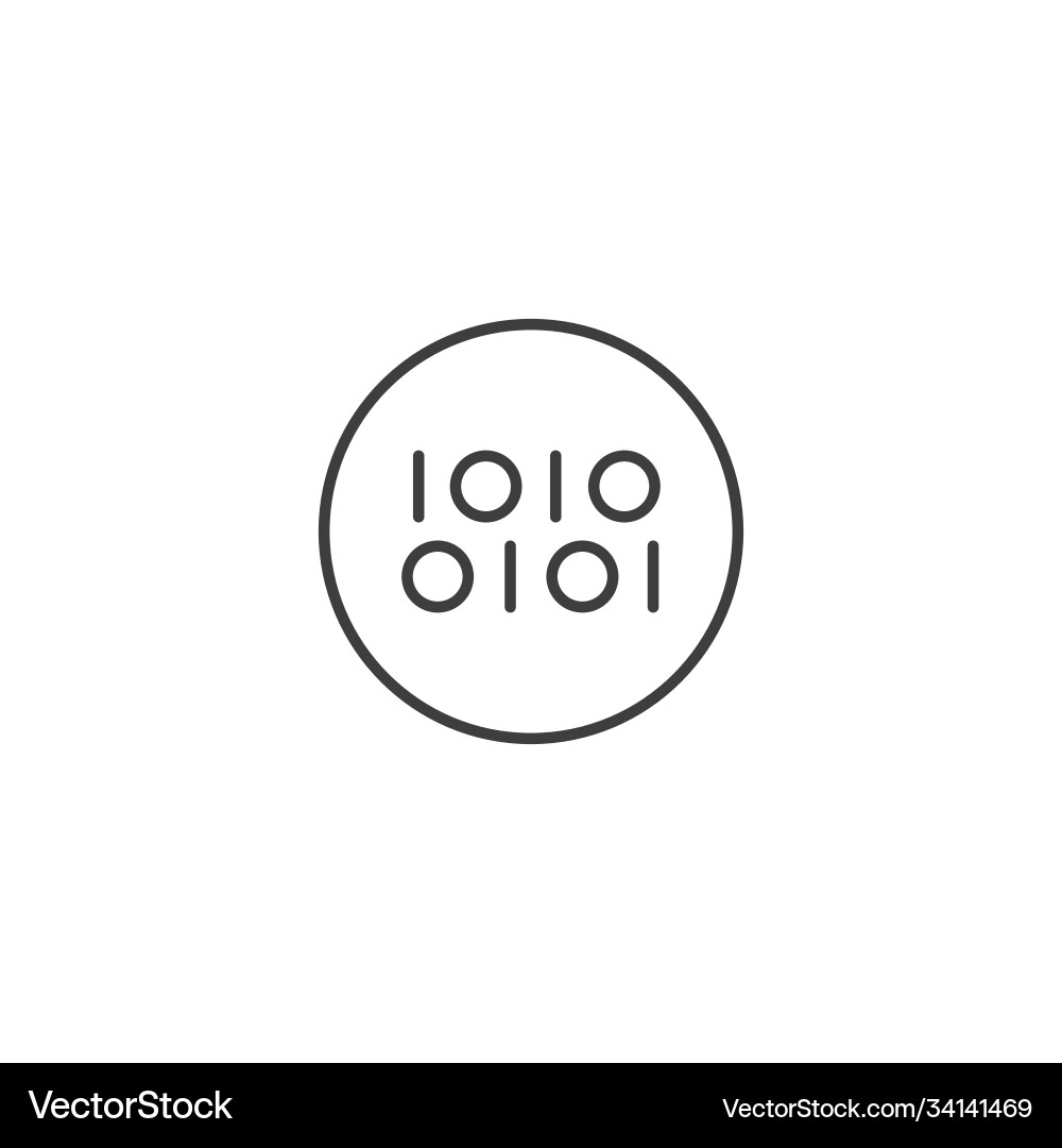 Binary code icon minimal in circle one vector image