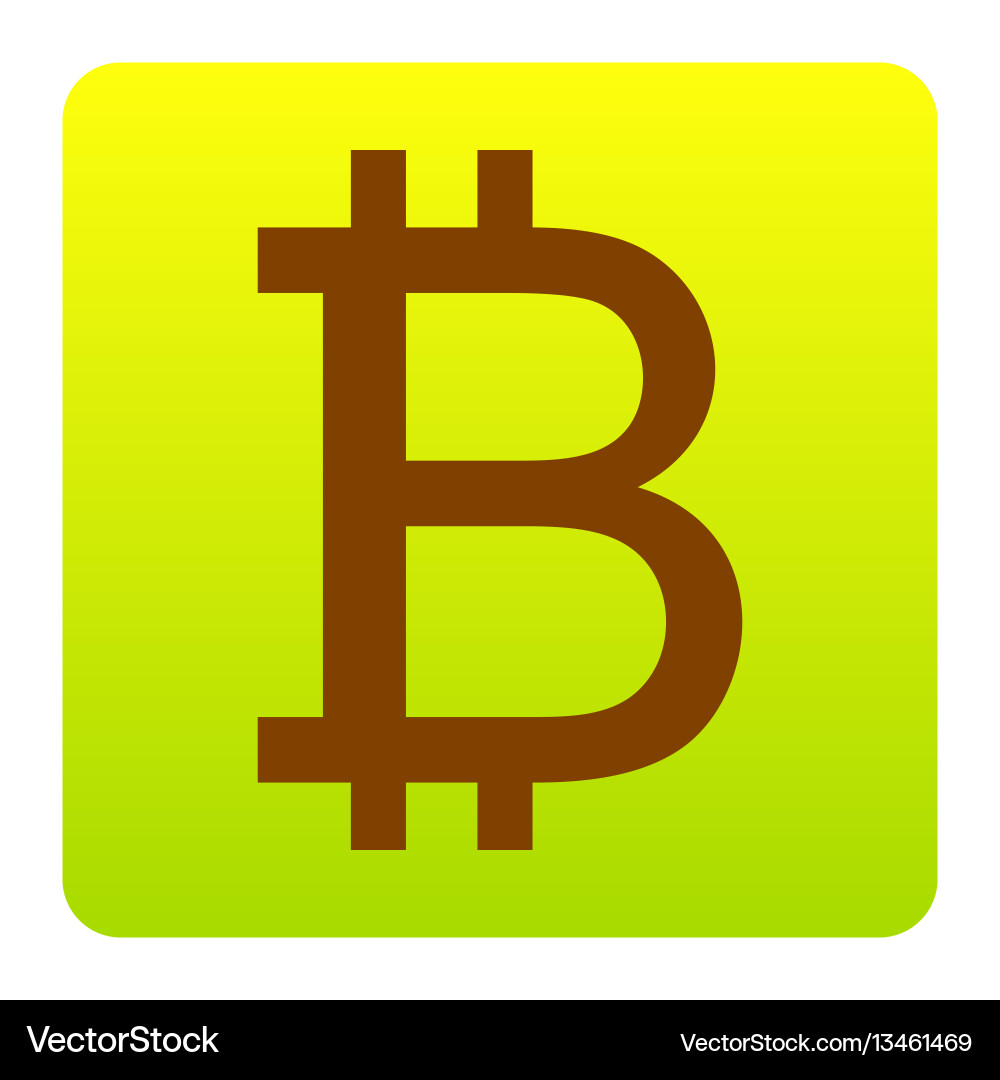 Bitcoin sign brown icon at green-yellow – Royalty-Free Vector | VectorStock
