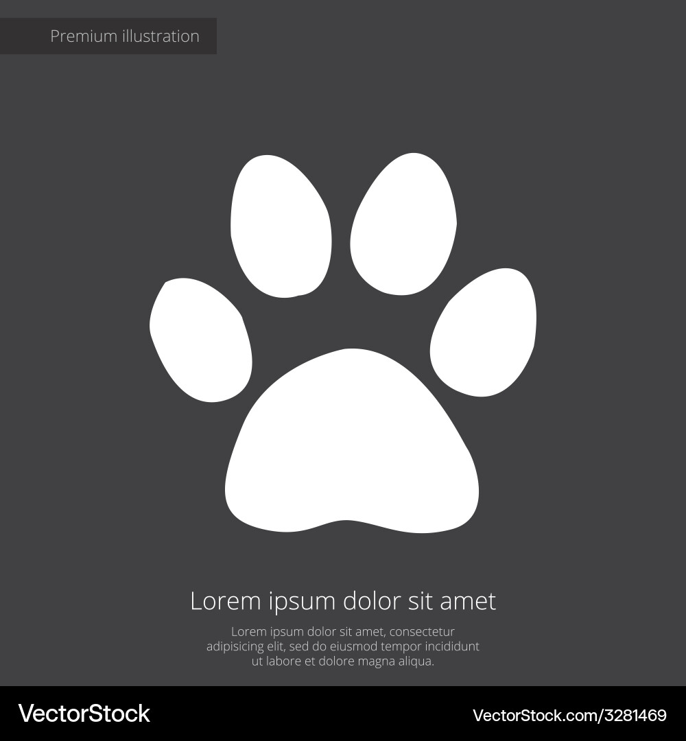 Cat Paw Print Icon - White on Dark Vector Image