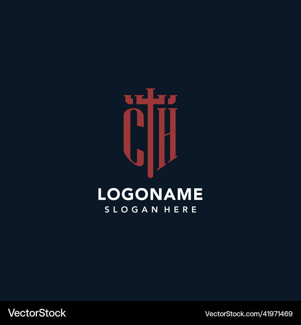 Ch initial monogram logos with sword and shield Vector Image