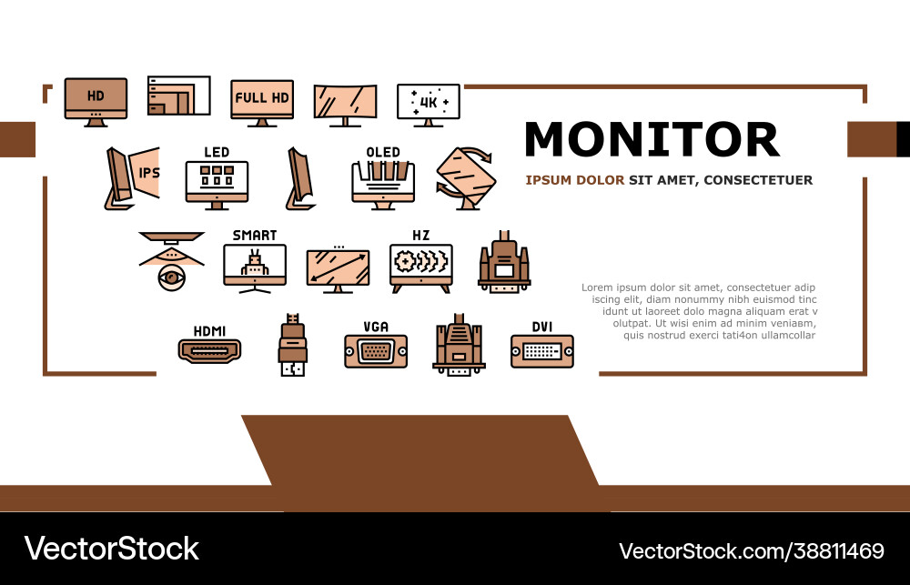 Computer pc monitor landing header Computer pc monitor landing header vector image