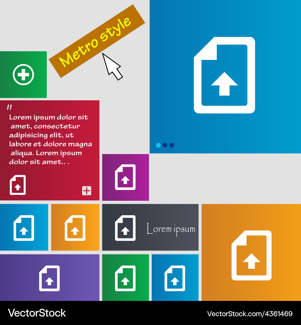 Export upload file icon sign metro style buttons Vector Image
