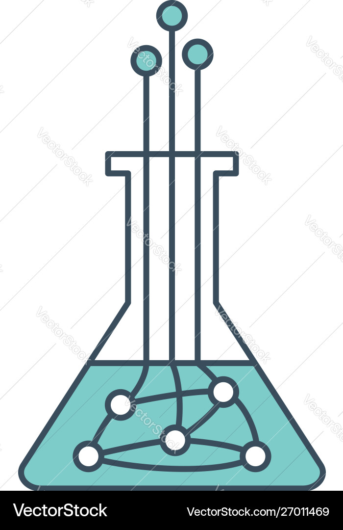 Flask icon with ai neural network inside Flask icon with ai neural network inside vector image