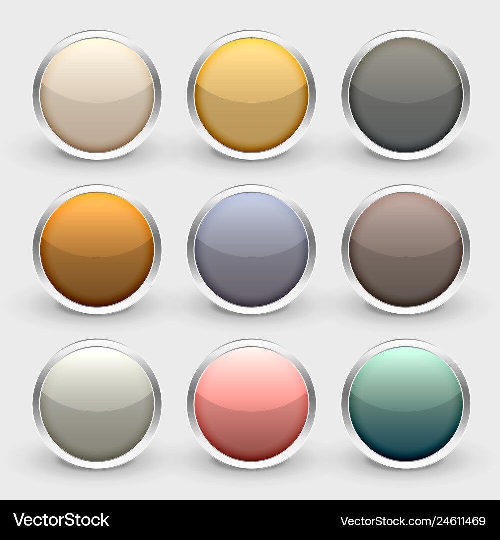 Glossy metallic shiny buttons set vector image