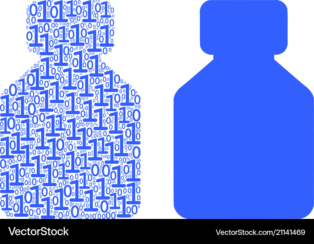 Liquid bottle composition of binary digits vector image
