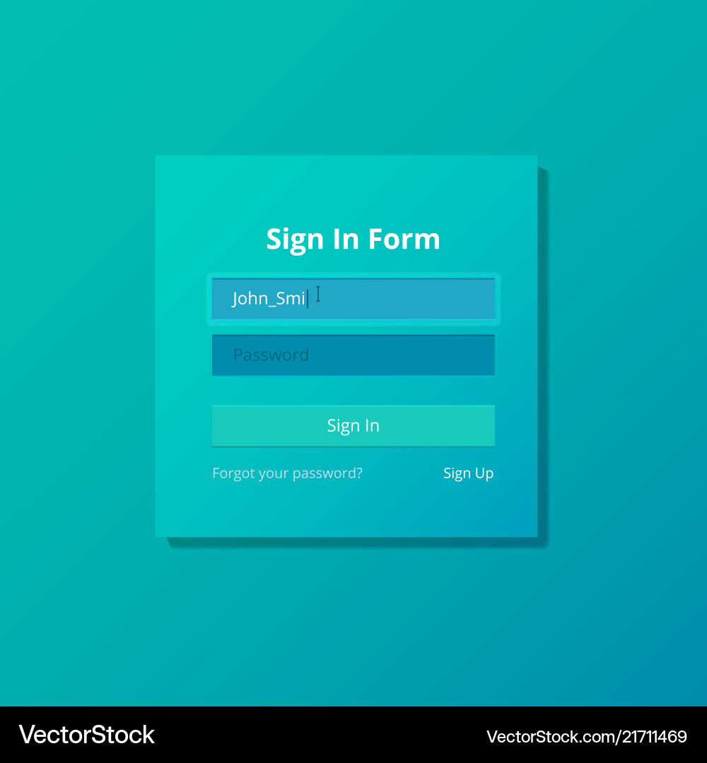 Login screen and sign in form template for mobile Login screen and sign in form template for mobile vector image