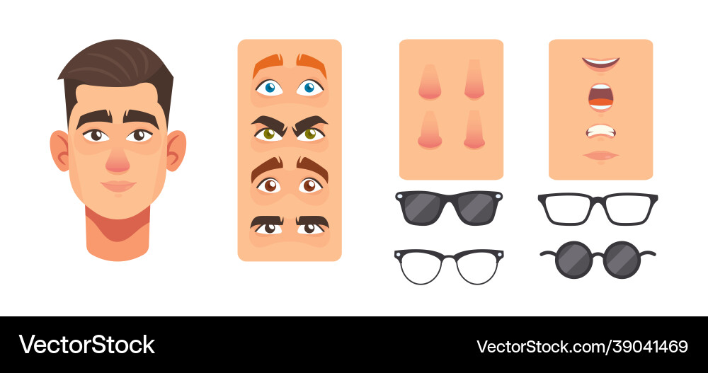Man face constructor elements avatar creation Man face constructor elements avatar creation vector image