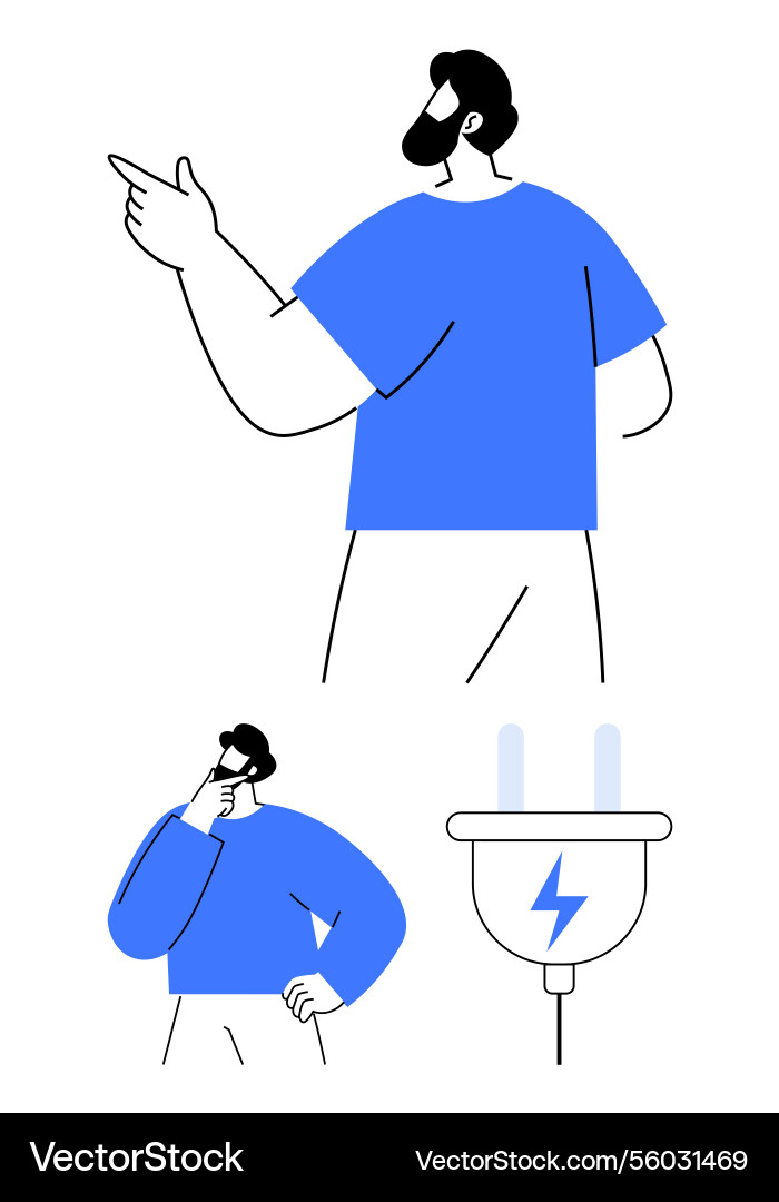 Man pointing while another contemplates Vector Image