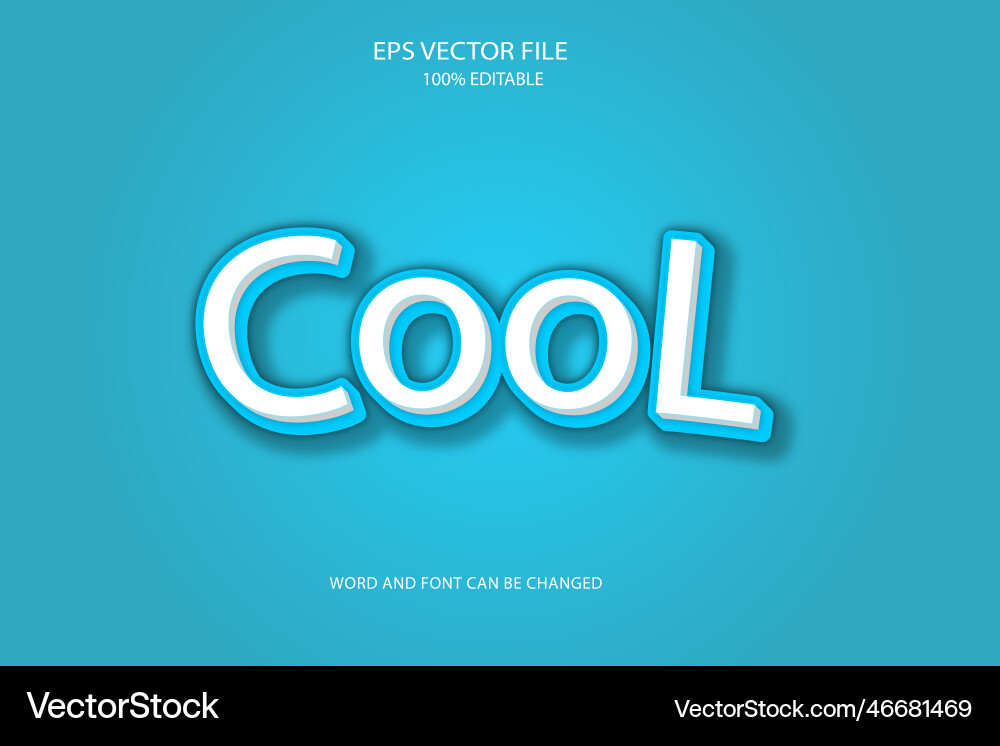 Realistic cool 3d editable text style effect vector image