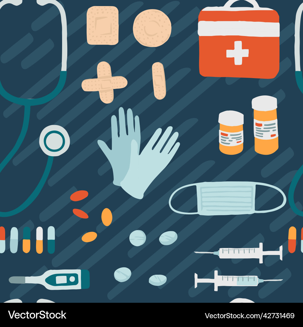 Seamless pattern with simple style medical tools Seamless pattern with simple style medical tools vector image