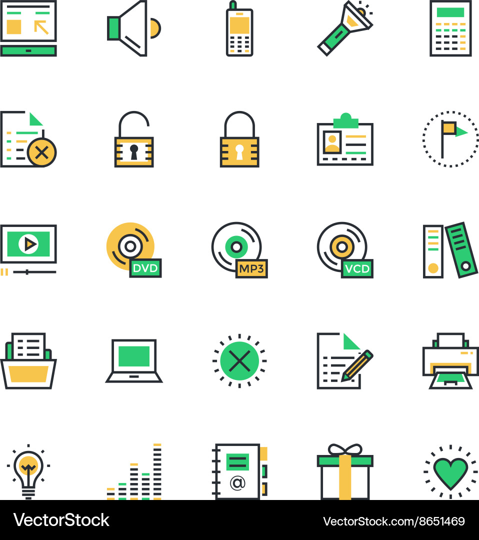 User interface and web colored icons 2 vector image