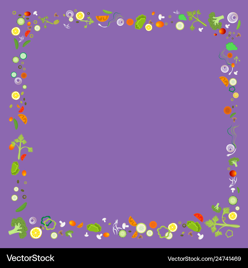 Vegetable pattern frame for web and print Vector Image