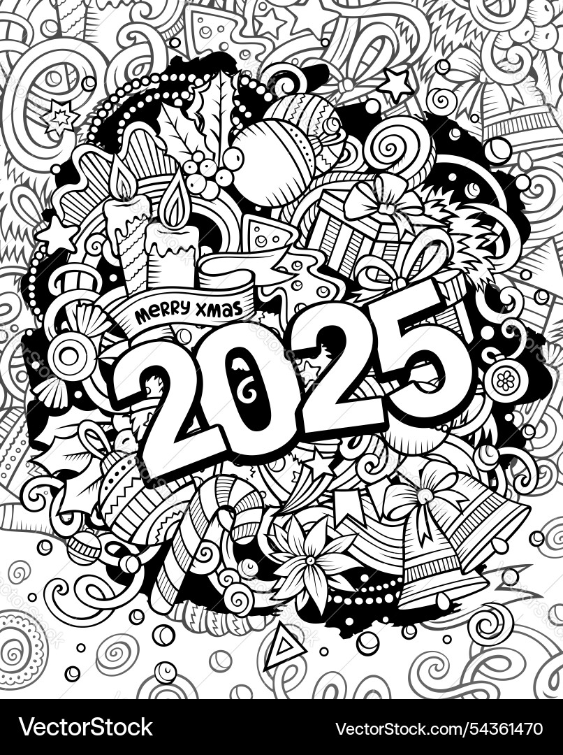 2025 doodles new year objects and elements design 2025 doodles new year objects and elements design vector image