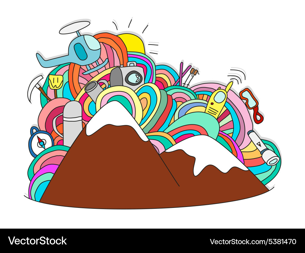 Abstract doodle pattern with objects for ski Vector Image