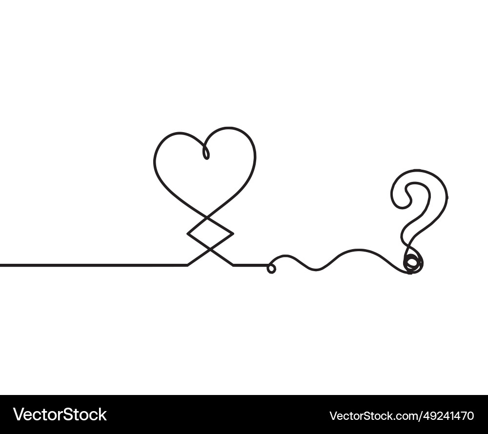 Abstract hearts with question mark as continuous Abstract hearts with question mark as continuous vector image