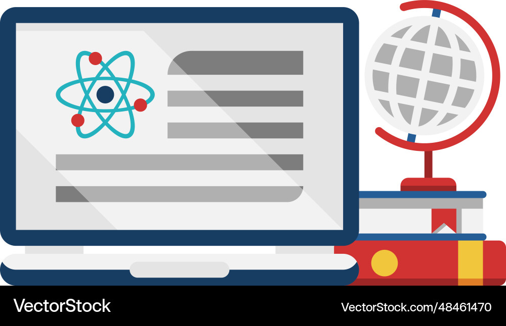 Bildungskonzept Laptop mit wissenschaftlichen Büchern Bildungskonzept Laptop mit wissenschaftlichen Büchern vektorbild