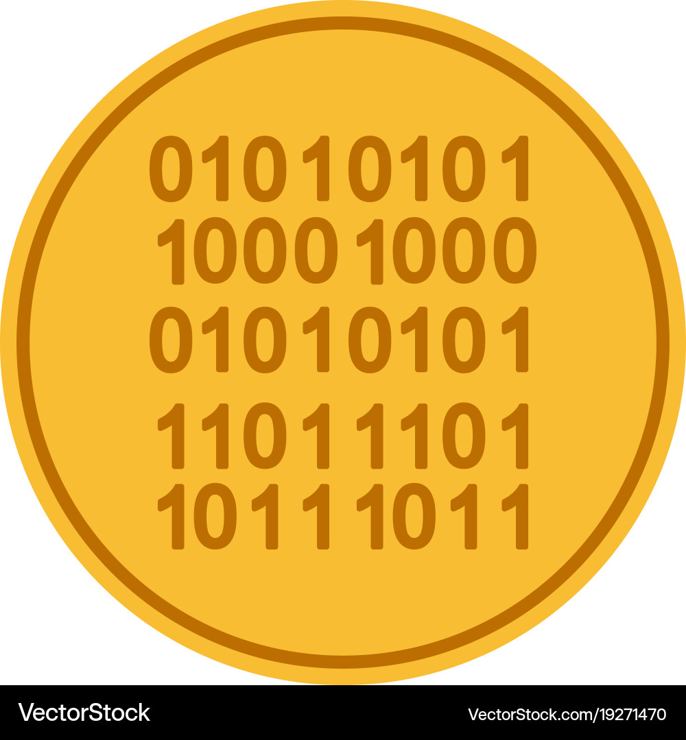 Binary code gold coin vector image