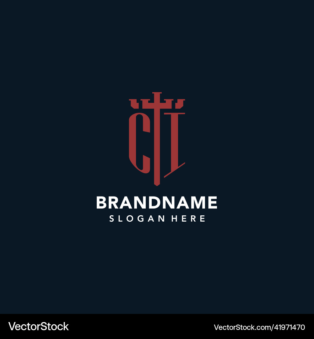 Ci initial monogram logos with sword and shield Ci initial monogram logos with sword and shield Vector Image