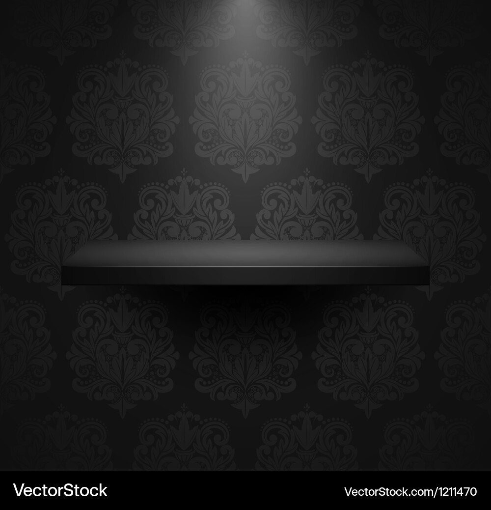 Dark Empty Shelf with Patterned Background vector image