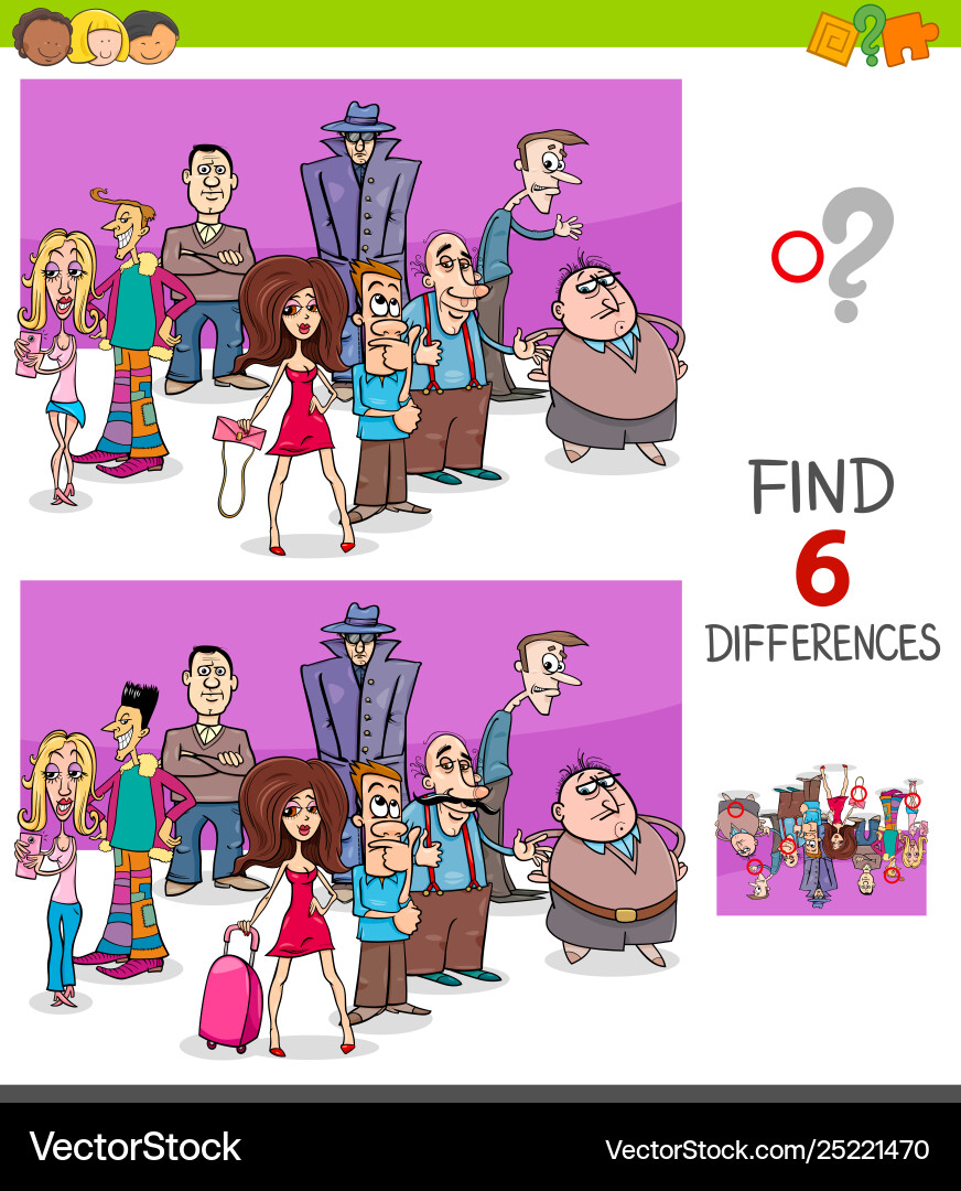 Differences activity with people characters group Differences activity with people characters group Vector Image