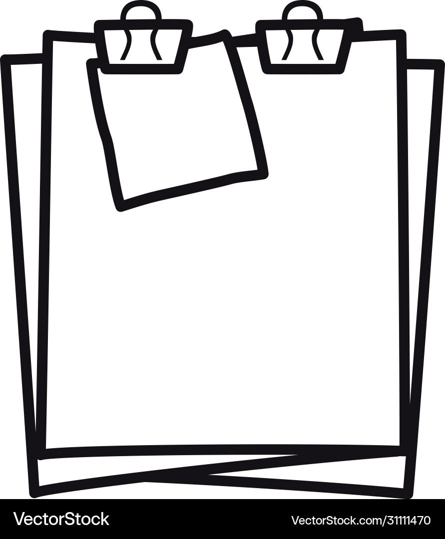 Document pages with binder clips icon line style vector image