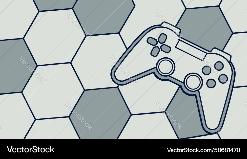 Gaming controller with hexagonal pattern Vector Image