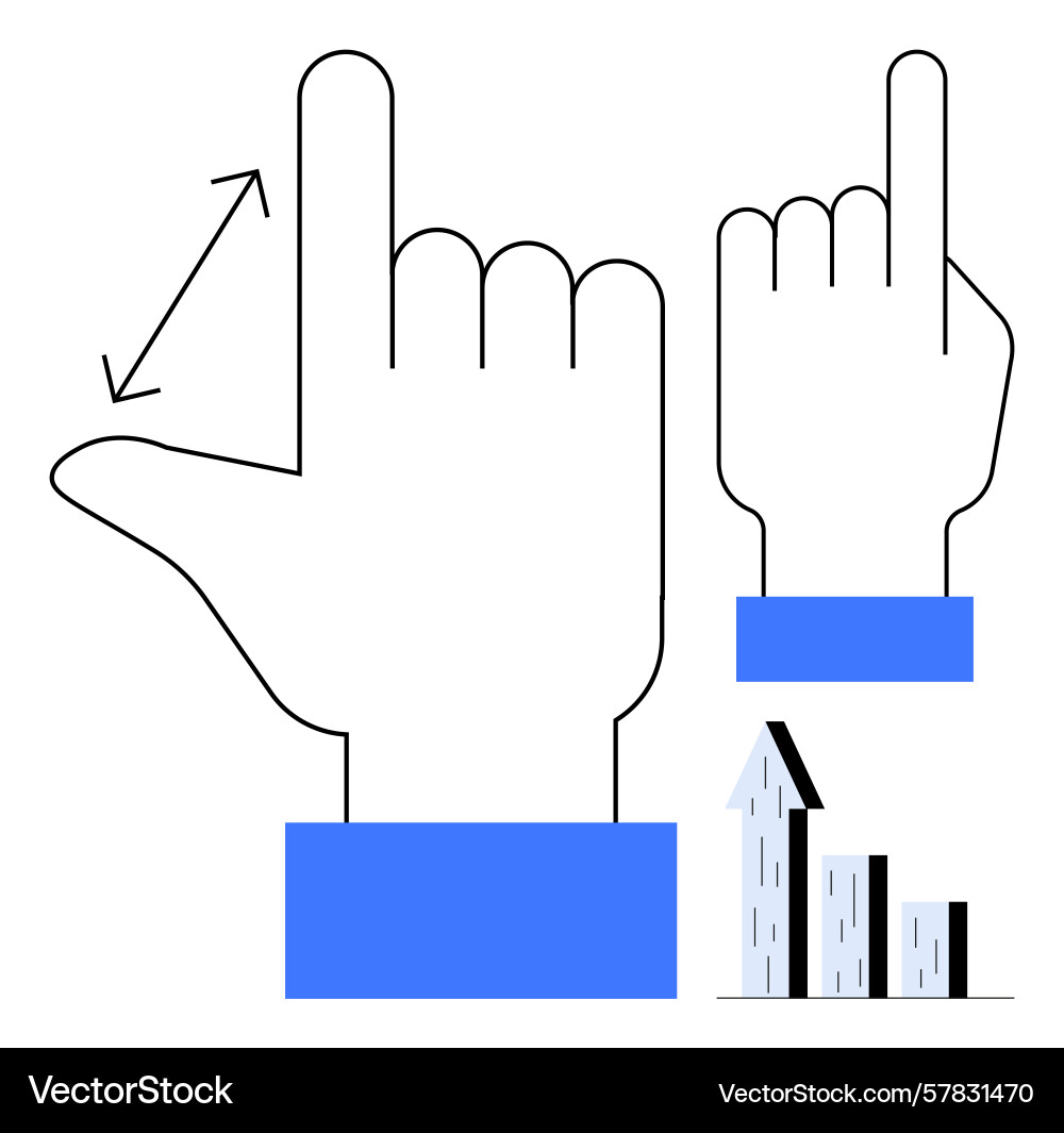 Hand gestures representing scale adjustment Hand gestures representing scale adjustment Vector Image