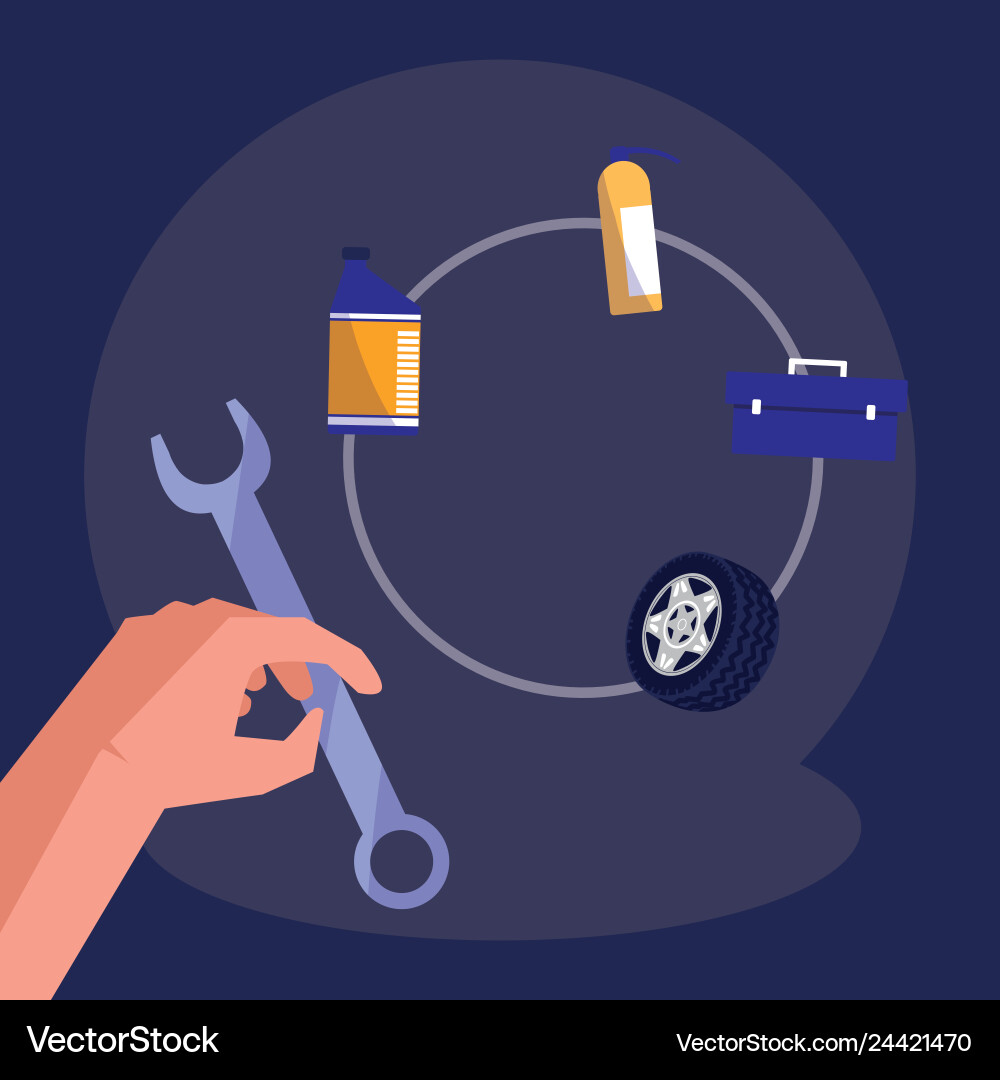 Hand using wrench key tool icon Vector Image