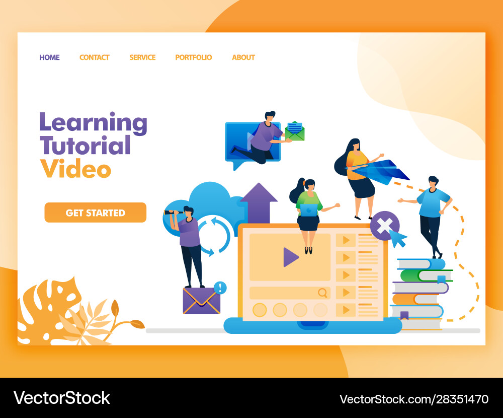 Landing page design learning tutorial video Landing page design learning tutorial video vector image
