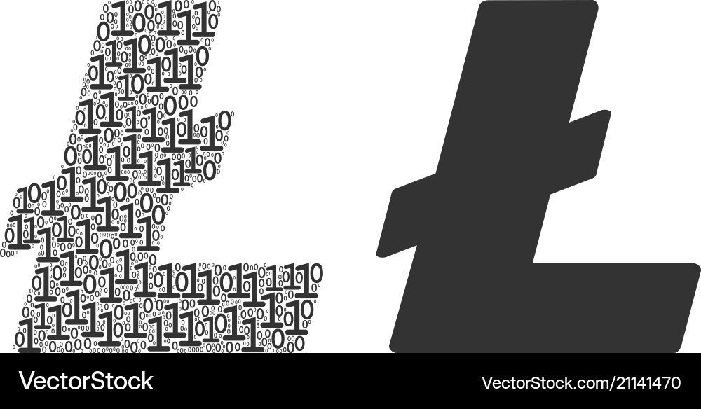 Litecoin collage of binary digits Litecoin collage of binary digits vector image