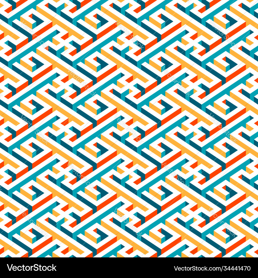 Multicolor geometric maze seamless pattern Vector Image