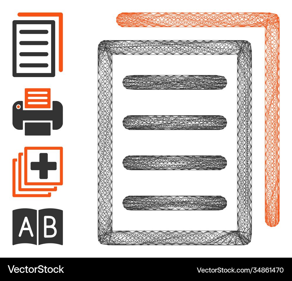 Network copy document mesh Network copy document mesh Vector Image
