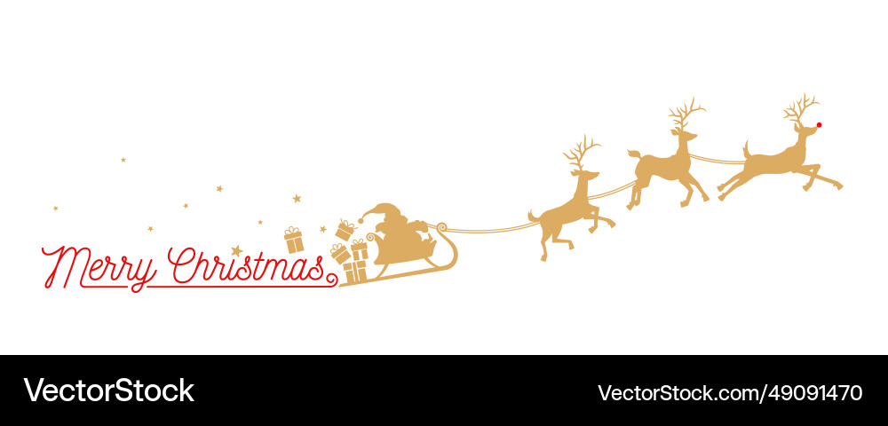 Santa claus is flying in sleigh with christmas vector image