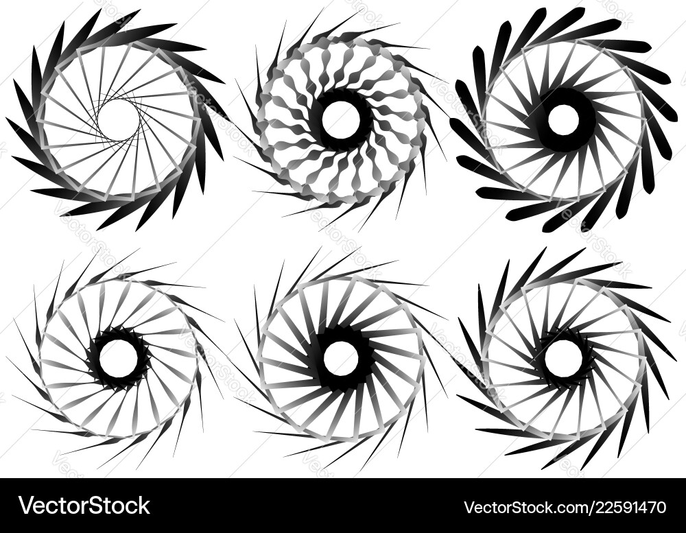 Set of 6 circular geometric element abstract Vector Image