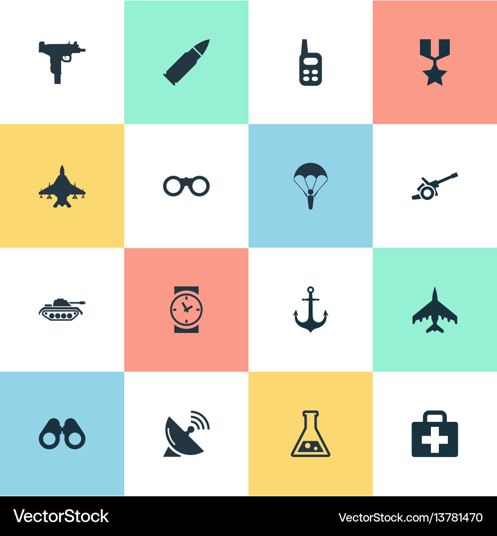Set of simple army icons Vector Image