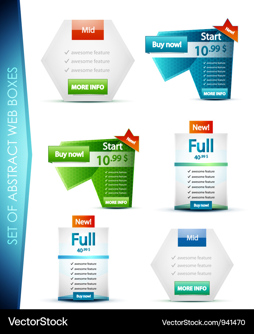 Set of web boxes vector image