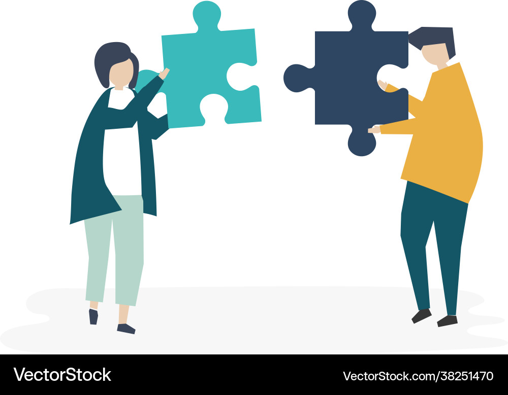 Soulmates verbinden Puzzleteile zusammen Soulmates verbinden Puzzleteile zusammen vektorbild