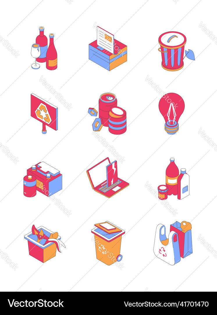 Types of recycling - modern isometric icon Vector Image