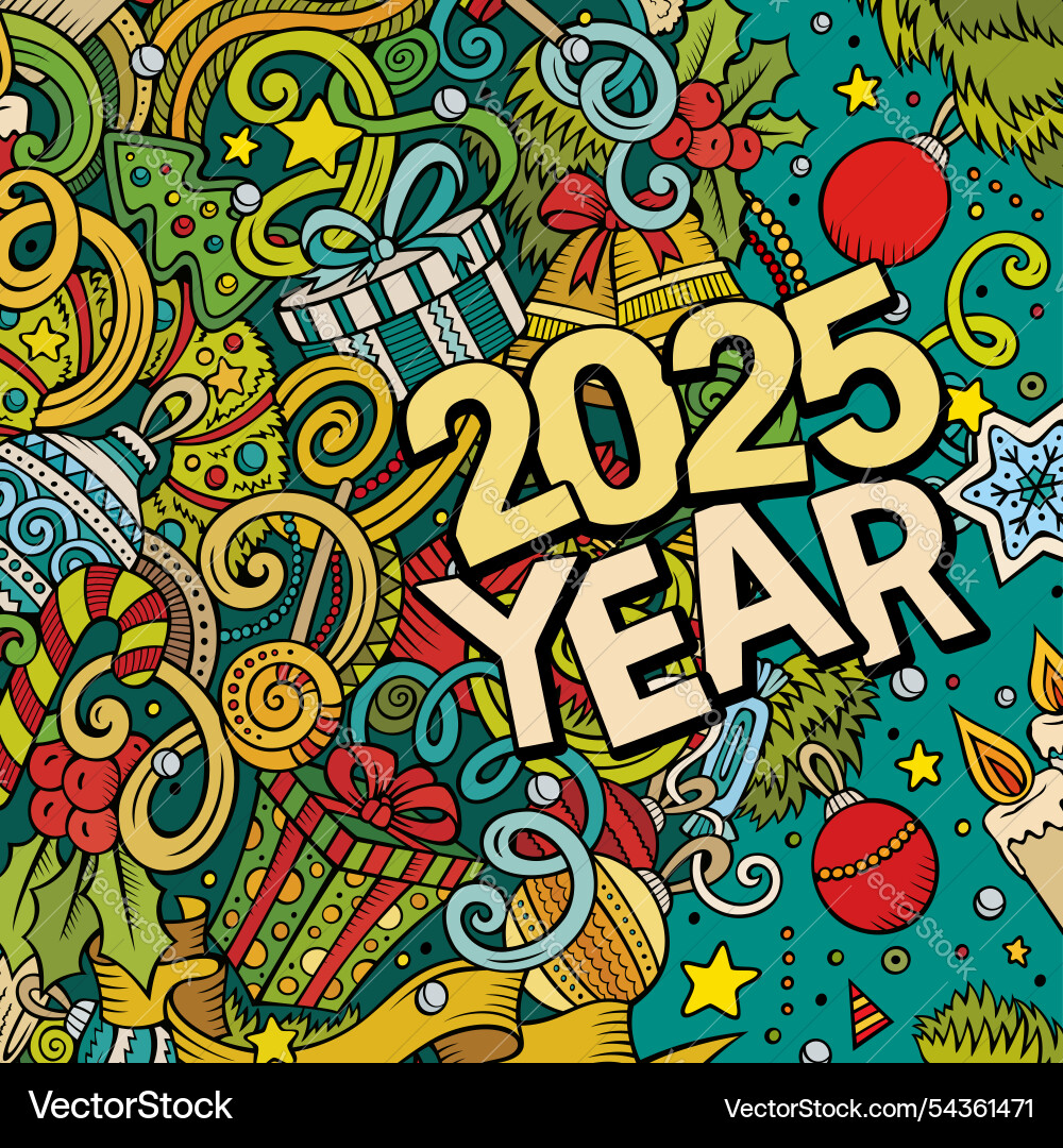 2025 doodles new year objects and elements design 2025 doodles new year objects and elements design vector image