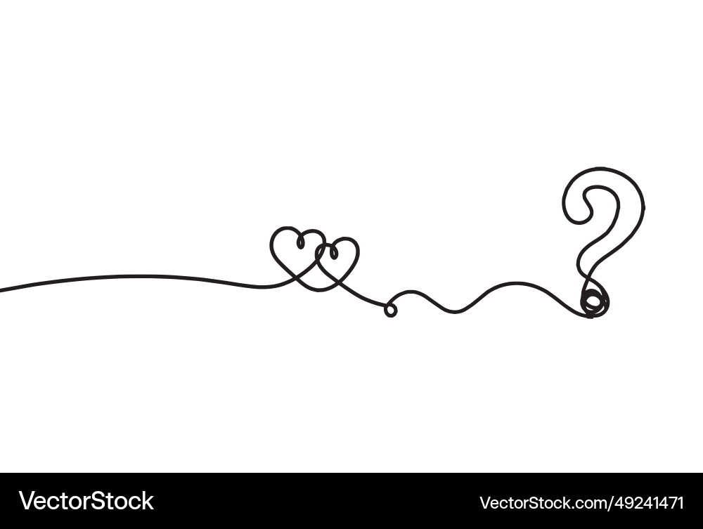 Abstract hearts with question mark as continuous Abstract hearts with question mark as continuous vector image